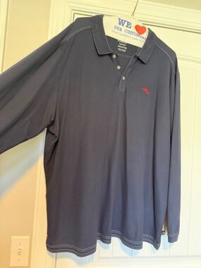 Tommy Bahama IslandZone Supima Polo Shirt 2XL Blue Long Sleeve